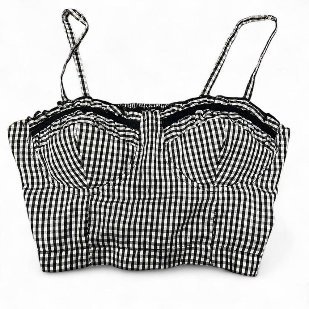 Black & White Gingham Bustier Crop Top